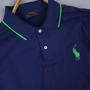 Polo Golf Ralph Lauren Shirt Mens L Navy Blue Neon Green Pro Fit Performance